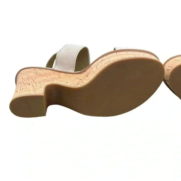 Coach Cork Heel Sandal Leather Platform Chalk Beige Quartz Sandals 9 - Picture 6 of 10